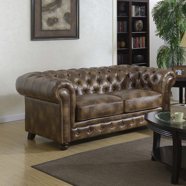 Trent Austin Design® Moroney 72'' Faux Leather Rolled Arm Chesterfield